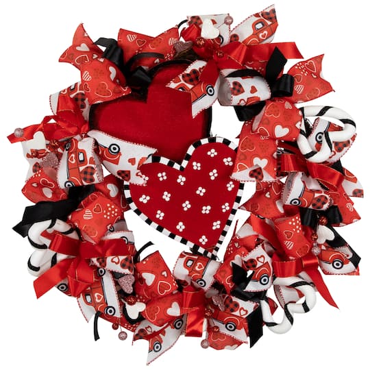 17" Ribbon & Twig Valentine's Day Wreath By Northlight in Red | Michaels®